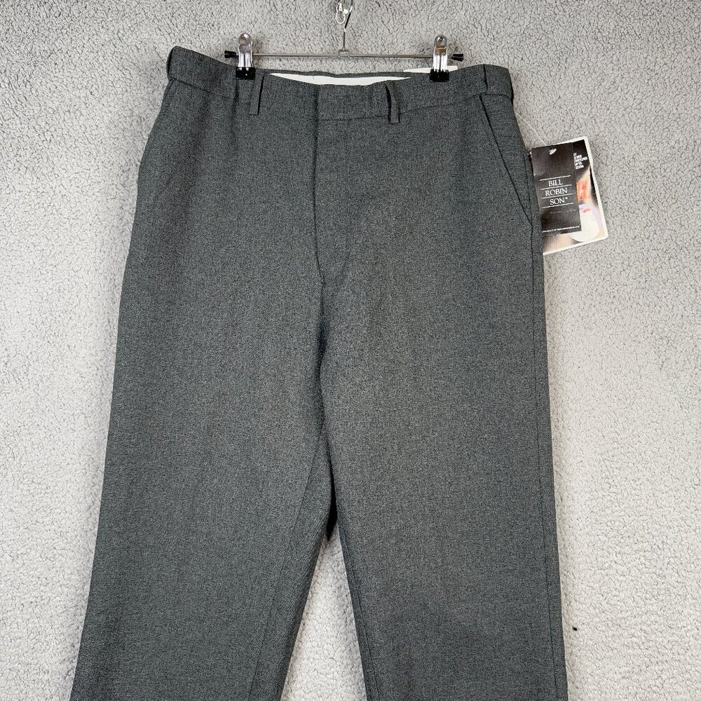 Bill Robinson Dress Pants Mens Size 34x32 Gray Heathered Knit‎ Twill Waist EZE